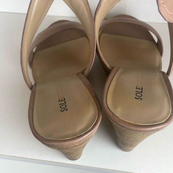 Sole Society Leather Ankle Wrap Wedge Sandals 7 - Picture 8 of 11